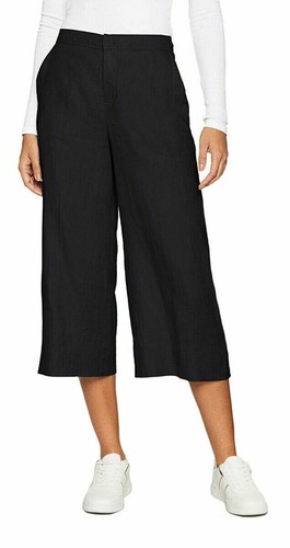 Damen Wide Leg High Waist Leinen Hose Culotte Cropped Hose Ex High Street - Bild 3 von 9