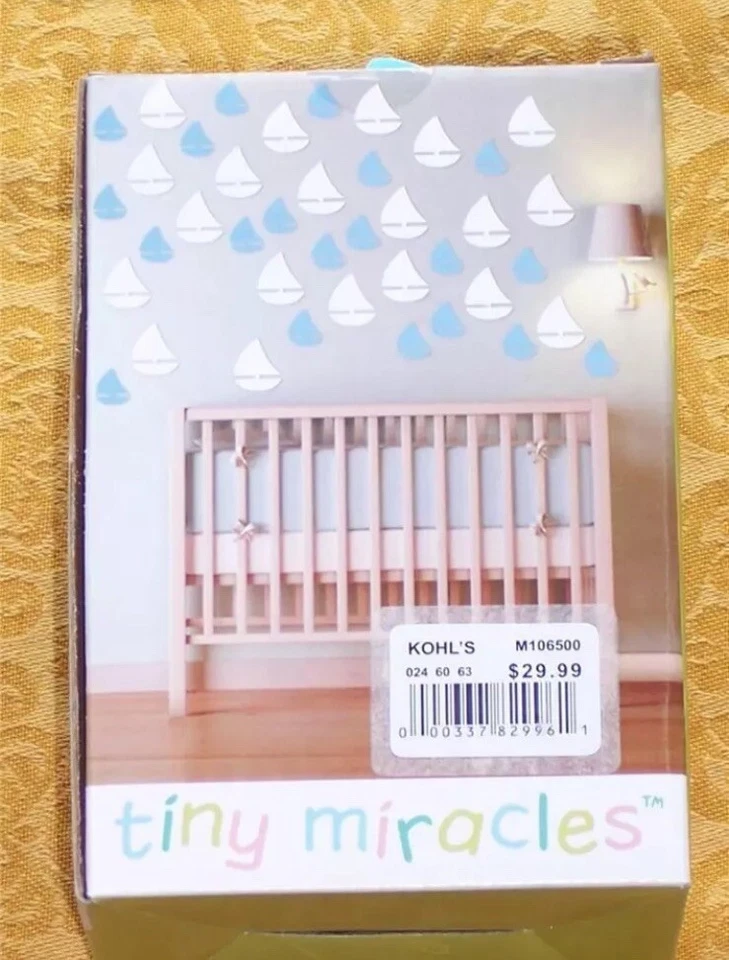 40 CALCOMANÍAS de Pared Decoración Niños Bebé AZUL y Blanco Pequeños Milagros Guardería Nuevo en Caja Foto 2 de 4
