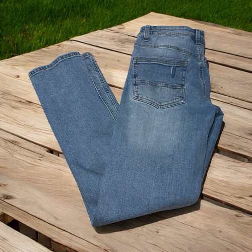 Pantalones de mezclilla ajustados Free Planet para hombre talla 30x32 azul lavado medio - Imagen 2 de 7