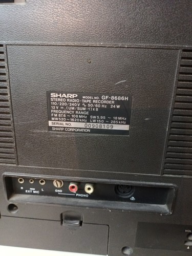 Sharp GF-8686 Ghetto Blaster Boombox Radio Vintage Registratore - Foto 3 di 8
