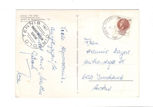 Postcard Albergo Tre Cime / Monte di Mezzocorona / Italy - Picture 2 of 2