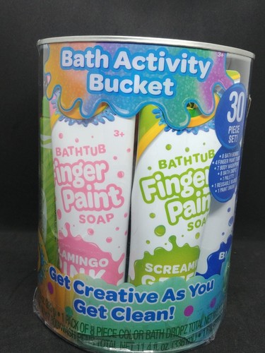 Crayola Bath Activity Bucket 30 Piece Set For Kids Bath Bombs Finger Paint Art