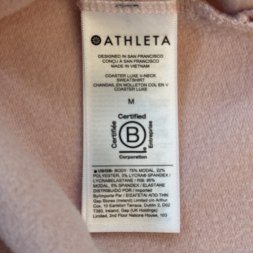 Athleta Top Womens Medium Pink Coaster Luxe Sweatshirt Thumbhole Pullover Casual - Picture 5 of 8