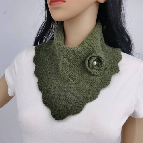 Hot Small Flower Scarf Knitted Bib False Collar Head Hook Flower Triangle Scarf - Picture 4 of 13