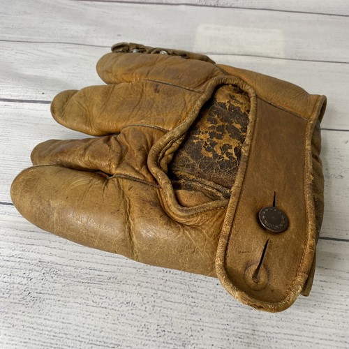 Guante de béisbol vintage con botón trasero H, I Web dedo partido años 30 1940 soporte 303 - Imagen 6 de 11