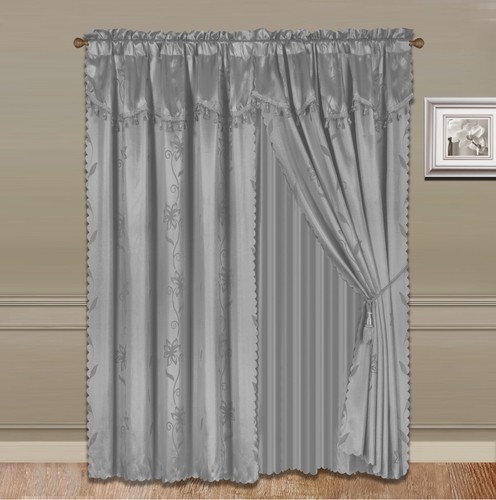 NUEVO PANEL DE FALSA SEDA DE BOLSILLO DE VARILLA PURA CENEFA CONJUNTO DE TRATAMIENTO DE CORTINA DE VENTANA DE BORLA - Imagen 6 de 16