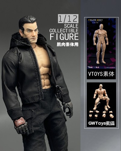 1/12 Zipper Hooded Jacket Top Clothes Fit 6'' Male Man Action Figure - Picture 4 of 4
