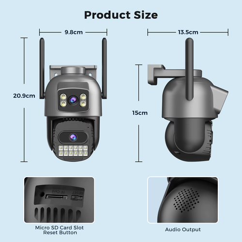 Cámara WiFi PTZ Exterior 6K 15MP Zoom 10X Tres Lentes Pantallas Dobles Vigilancia 10 - Imagen 7 de 20