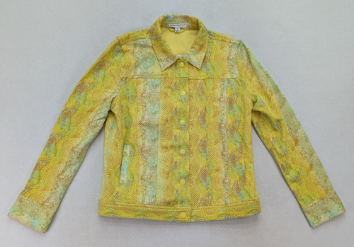 Isaac Mizrahi Live Women's Jacket Size M Yellow Animal Print Stretch Knit