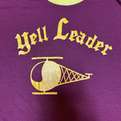 Vintage 1950s School Yell Leader Cheerleader TShirt Maroon Yellow Unknown School - Picture 2 of 9