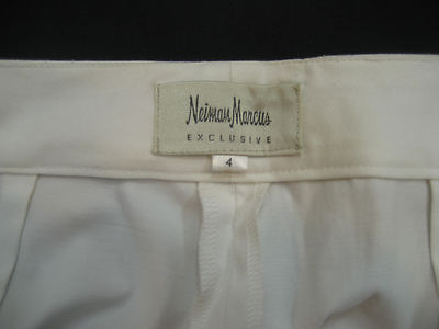 NEW $135 Neiman Marcus Exclusive White Cotton Stretch Womens Pants Size 4