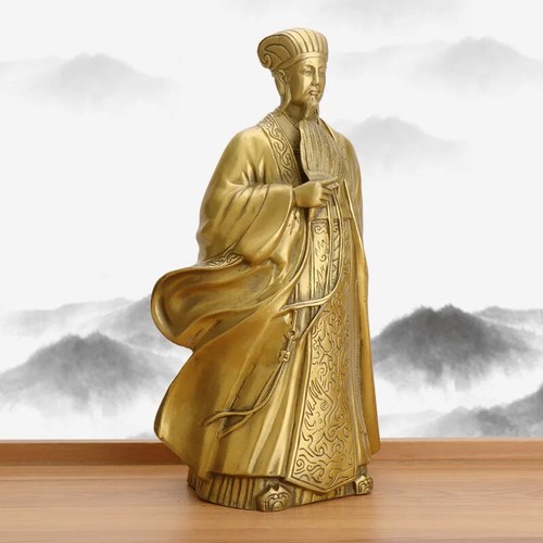 Zhuge Liang Statue Reines Kupfer Handwerk Feng Shui Dekoration Skulptur Dekoration - Bild 2 von 2