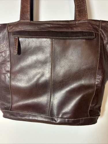Wild West Los Angeles Leather Tote Cognac Brown Shoulder Bag Organizer Purse - Picture 2 of 13