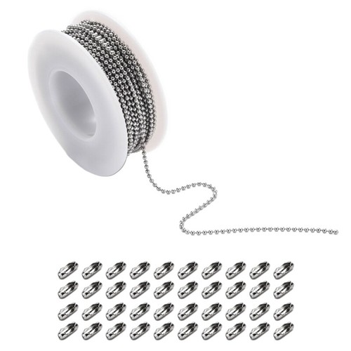 Round Bead Chains 1.5/2/2.4mm Bead Dog Bulk Chains with Pull Connector - Picture 11 of 12