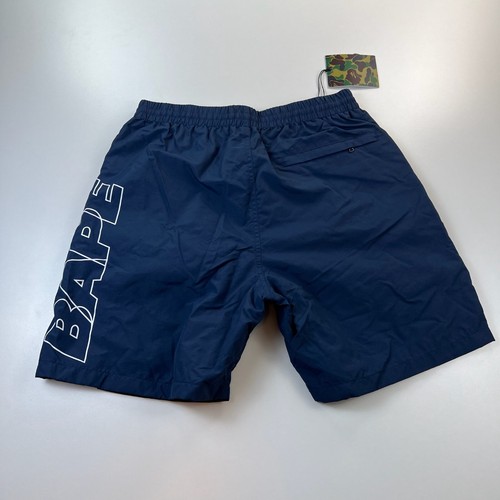 NEW NWT A Bathing Ape Swim Shorts Mens Small Blue Nylon Stretch Lined Pockets - Picture 8 of 8