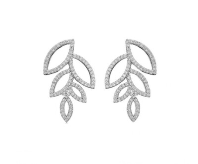 ZARD CZ Pavé Leaf Designe Dangle Earrings in Platinum Plate | eBay