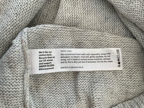 Eileen Fisher Organic Linen Cotton Slub Crew Neck Top Sweater Blue Pearl Gr. L - Bild 7 von 9