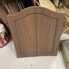 Vintage Arched Two Door Dart Board Cabinet Display Storage Swinging Doors
