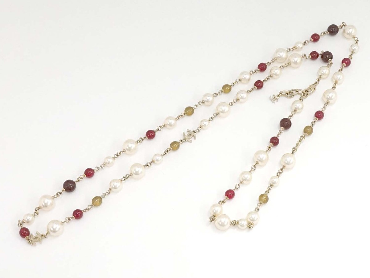 【希少】CHANEL pearl necklaceクリスタル＆パール ネックレス Chanel Long Pearl and Crystal Logo Necklace