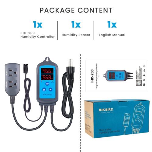 Inkbird IHC-200 Humidity Controller Pre-wired AC 110-240V Sensor US PLUG Humid - Picture 3 of 12