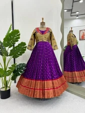 Presenting Beautiful Jacquard Silk Gown With Koti For Indian Wedding