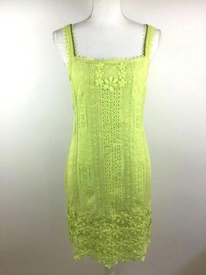 Vestido para mujer Yoana Baraschi amarillo verde algodón, talla 4 nuevo con etiquetas  Foto 2 de 4