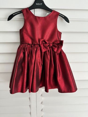 H&M Kids Girls Chic Elegant Bday Party red shinny bow Xmas dress size 4-5 - Picture 2 of 7