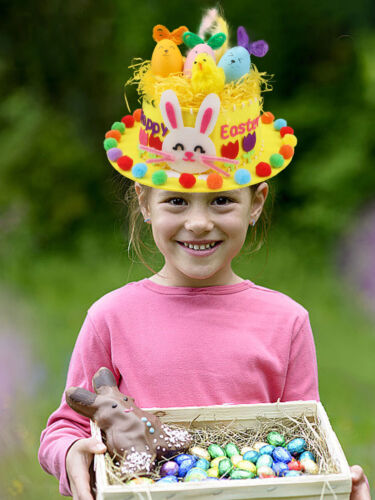 Easter Bonnet Kit Easter Make Your Own Bonnet Hat Craft Set with Chicks,Egg Nest - Picture 6 of 20