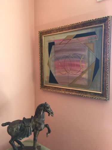 LISTED ARTIST ABSTRACT PAINTING modernist Dr. Benjamin Gross 28" x 24" FRAMED - Picture 3 of 9