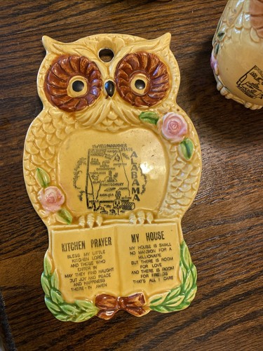 Lot 3 Alabama State Tourist Keramik Eule Souvenirs ca. 1970’s Thermometer Becher etc. - Bild 3 von 12