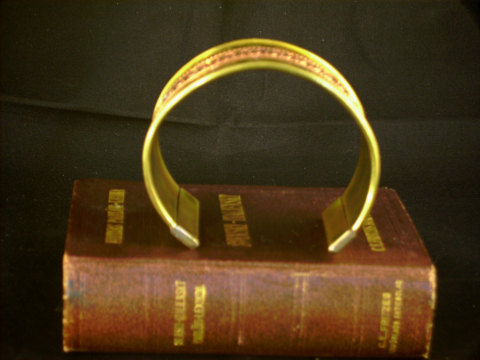 Brass Copper Cuff Bracelet Geometric Embossed Pat… - image 3