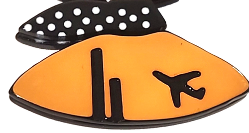 Brunette Airline Hostess Acrylic Novelty 2 ½" Brooch Pin - Picture 4 of 6