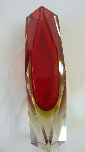 Gorgeous Italian Murano Sommerso red and amber tri-colour vase 27cm - Picture 1 of 10
