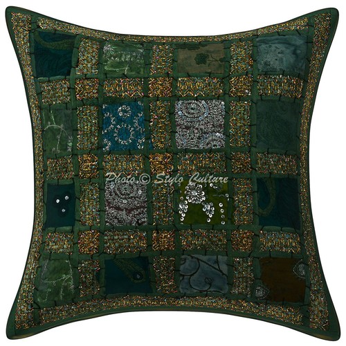 Indian Patchwork Khambadiya Cushion Covers 16" Sofa Decor Indian Pillow Covers - Picture 23 of 46