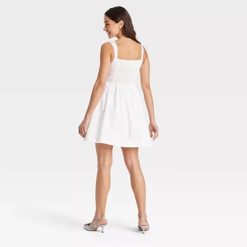 Women's Corset Mini Dress - A New Day White SIZE LARGE D-1 - Picture 2 of 2