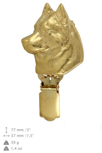 Siberian Husky - gold überzogener Clipring mit Hund, in Box, Art Dog USA - Bild 2 von 9