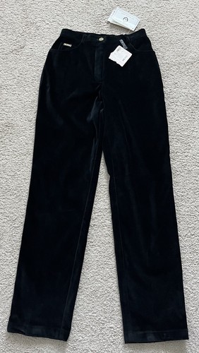 St John Sport Marie Gray NWT Black Cotton Stretch Velvet Pants Slacks NEW 4 - Picture 4 of 13
