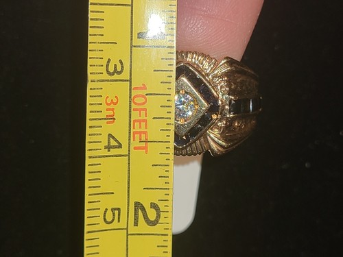 14k Gold Mens Ring, Solid 14k Gold Mens Ring With Stones - Picture 10 of 24