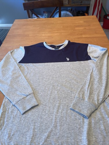U.S. Polo Assn. Navy & Gray Classic T Shirt Long Sleeve Mens SZ Small - Picture 2 of 7