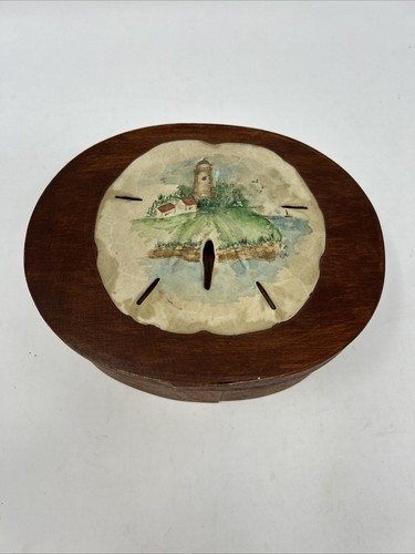 ‘79 Artist Signed Watercolor Paint Sand Dollar Shell Beach Scene Lightweight Box