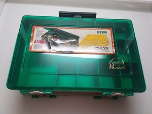 Magnum-1126-Double-Fishing-Tackle-Box-Plano-Excellent-Green-Parts-Tools-USA
