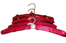4 Vintage Burgandy Satin Padded Clothes Hangers