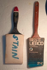 2 Vtg Natural Bristle Oil based Paint Brushes Stain or Varnish Bestt Liebco
