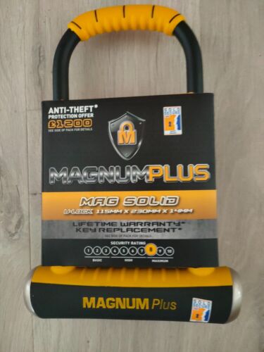 Magnum Plus Mag Solid Heavy Duty Bügelschloss Fahrradbügel D Schloss 115 mm x 230 mm x 14 mm
