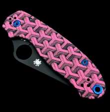 Spyderco Para 3 C223GPBK Pink Escher Scale w/ black blade 2 hardware options