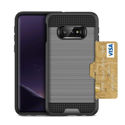 For Samsung Galaxy S10E Case Hybrid Slim Protective Cover w/ Card Holder Gray - Picture 3 of 4