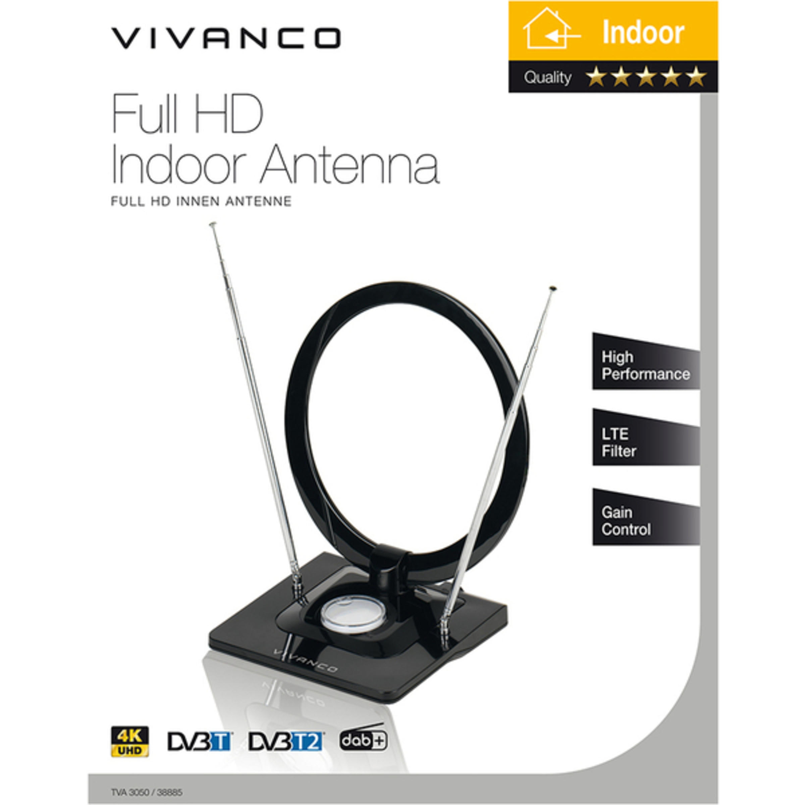 Thumbnail - Vivanco Full Hd Antenne Indoor, Ring Design, Regelbar, Lte Filter
