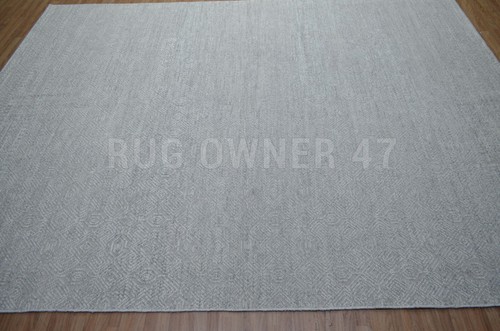 9X12 Oushak Geometric Hi-Low Beige Handmade Hand-Knotted Wool Area Rug 14591 - Picture 6 of 9