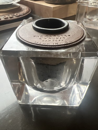 ✨The Gardner Inkstand C.H.Numan New York City c.1896 Made In USA Leather Top - Picture 2 of 8