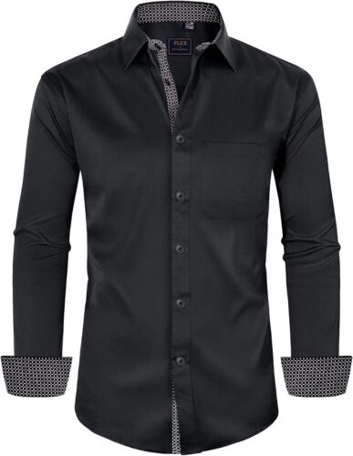 Men's Dress Shirts Long Sleeve Wrinkle-Free Business Casual Button Down Shirt - Picture 26 of 47